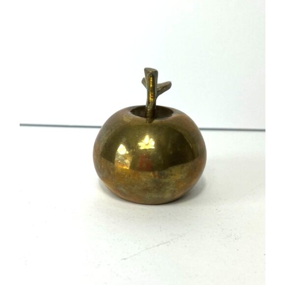 Vintage Solid Brass Apple Bell Teacher’s Desk Paperweight Classroom Decor - Picture 5 of 7